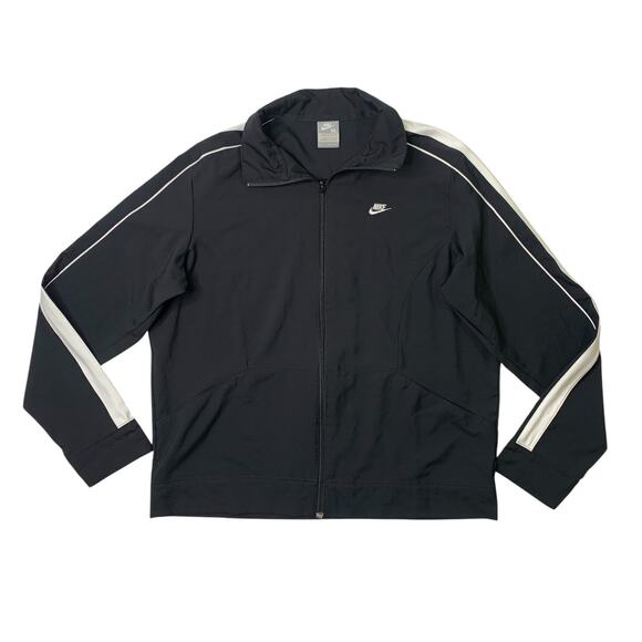 Vintage Nike Jacket Womens XL Extra Large Black White Fit Dry Full Zip Track Y2K - Picture 1 of 11